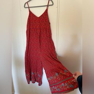 Natural Life Red Floral Jumpsuit size XL